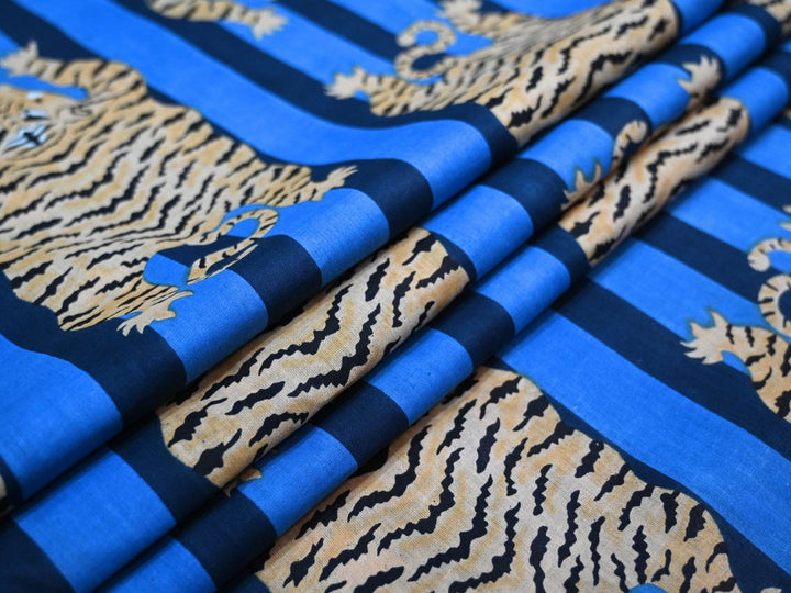 indian cotton animal prints textile - Tiger print fabric by the yard