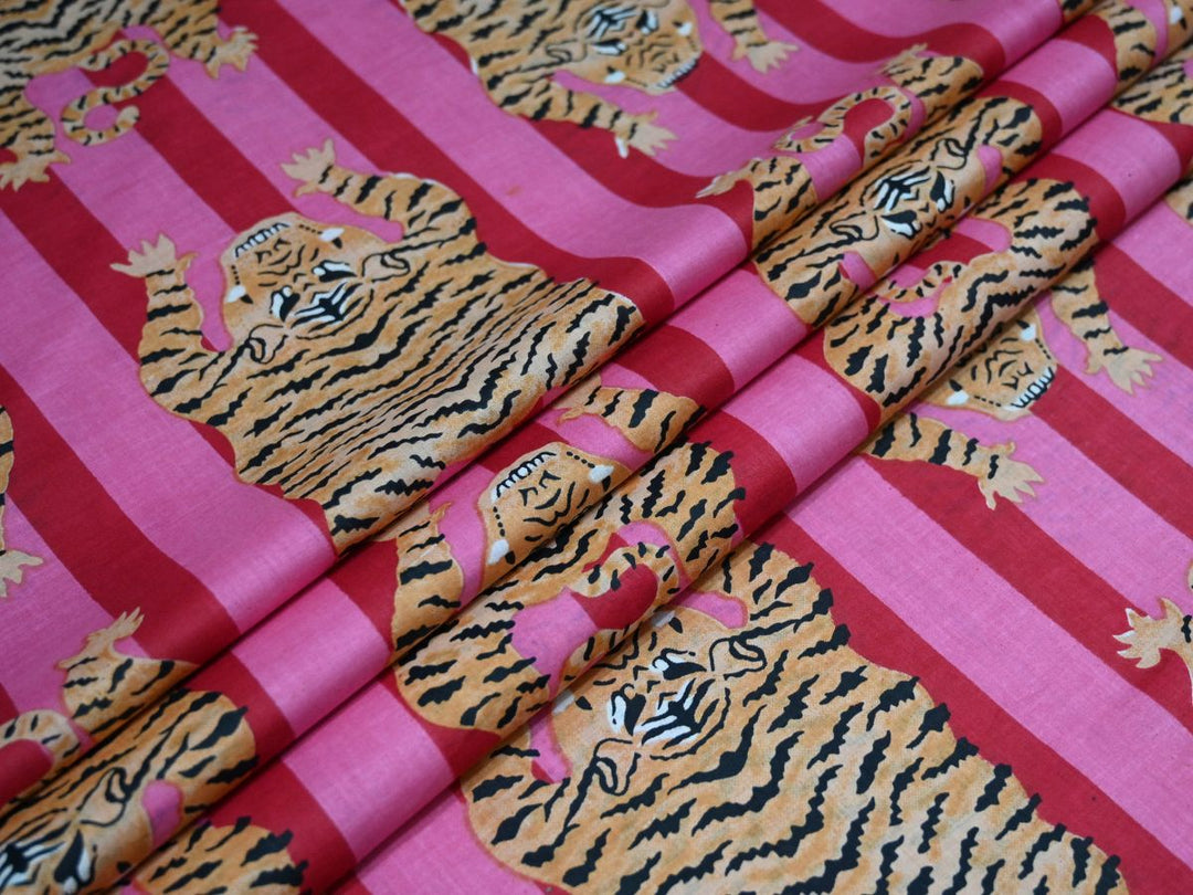 indian printed cotton safari design - tiger print cotton fabric for DIY projects