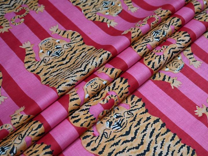 indian printed cotton safari design - tiger print cotton fabric for DIY projects