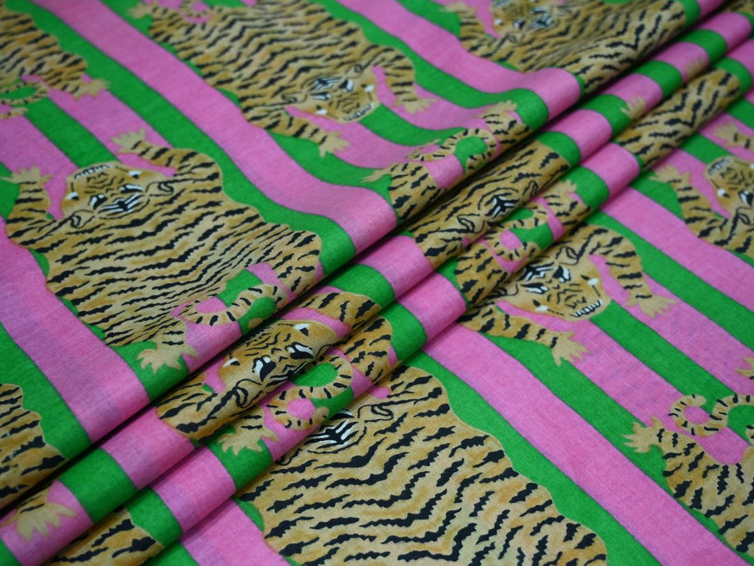 cotton fabric for dresses tiger print - animal print cotton quilting fabric