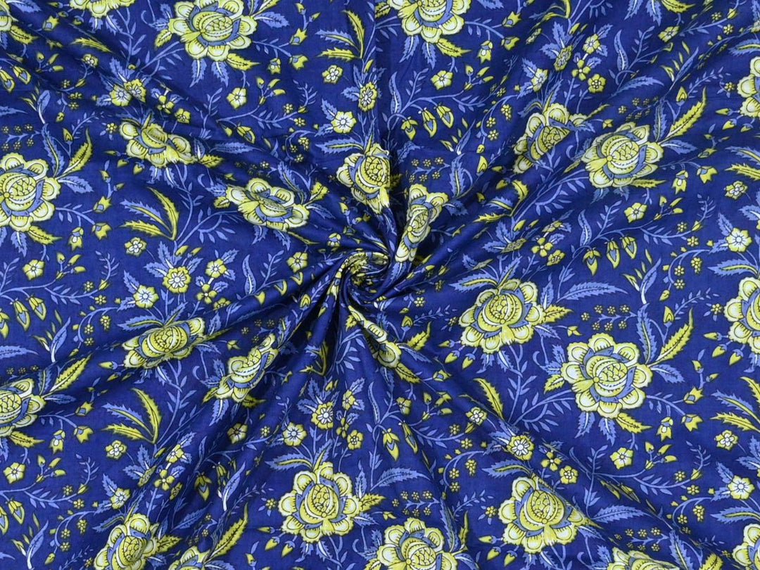 Hand block printed cotton fabric by the yard - Jaipur block print cloth ethnic textile