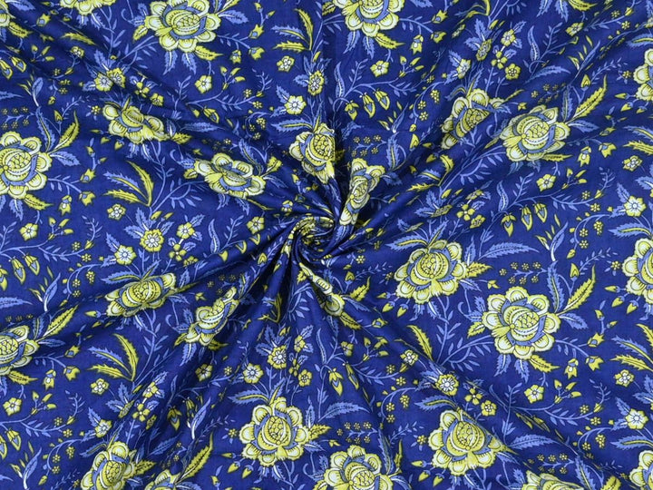 Hand block printed cotton fabric by the yard - Jaipur block print cloth ethnic textile