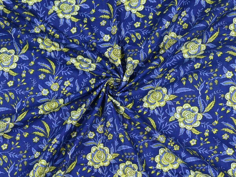 Hand block printed cotton fabric by the yard - Jaipur block print cloth ethnic textile
