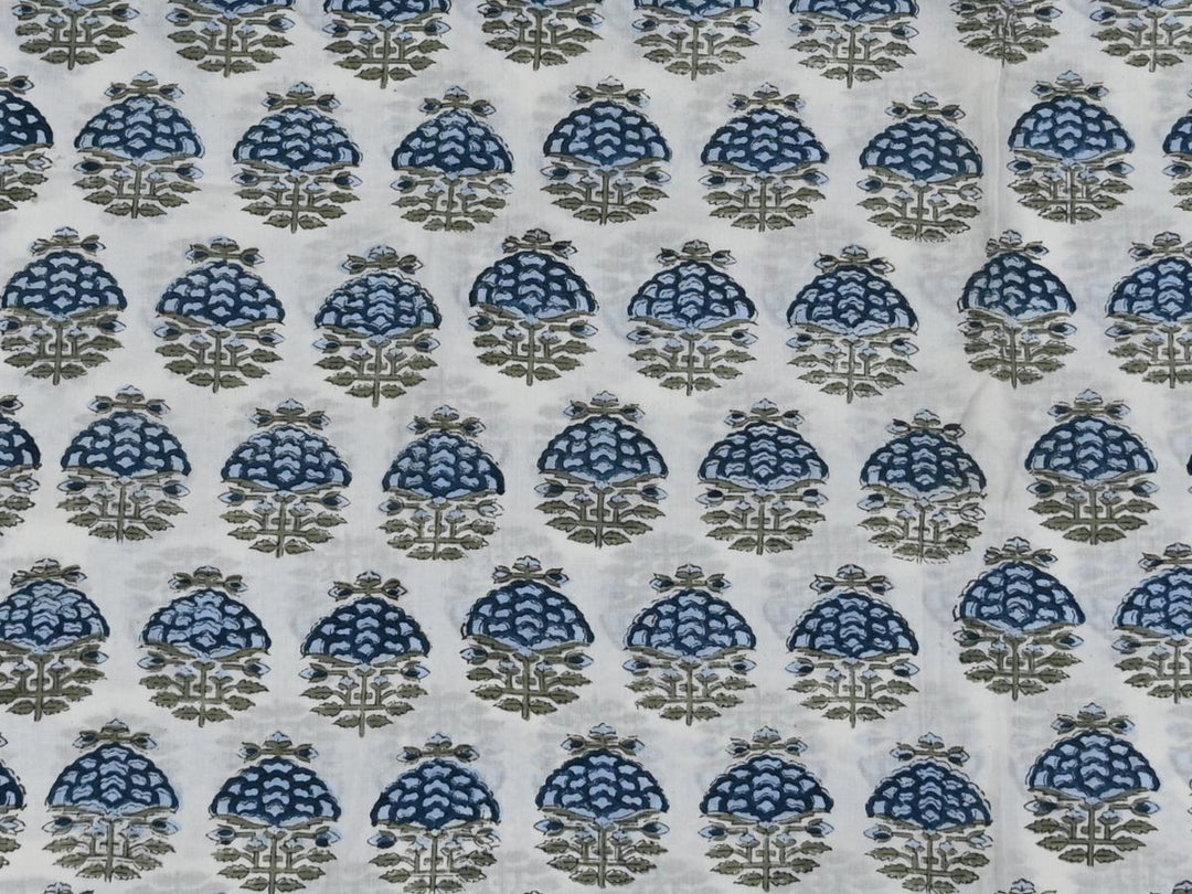 Indian block print cotton fabric for home decor - Hand block print cotton textile by the yard