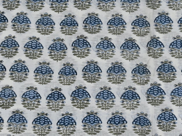 Indian block print cotton fabric for home decor - Hand block print cotton textile by the yard