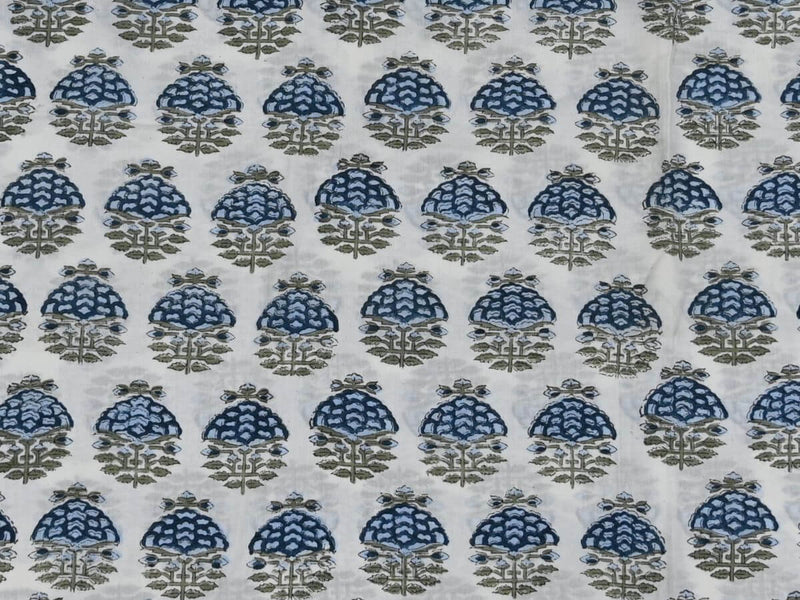 Indian block print cotton fabric for home decor - Hand block print cotton textile by the yard