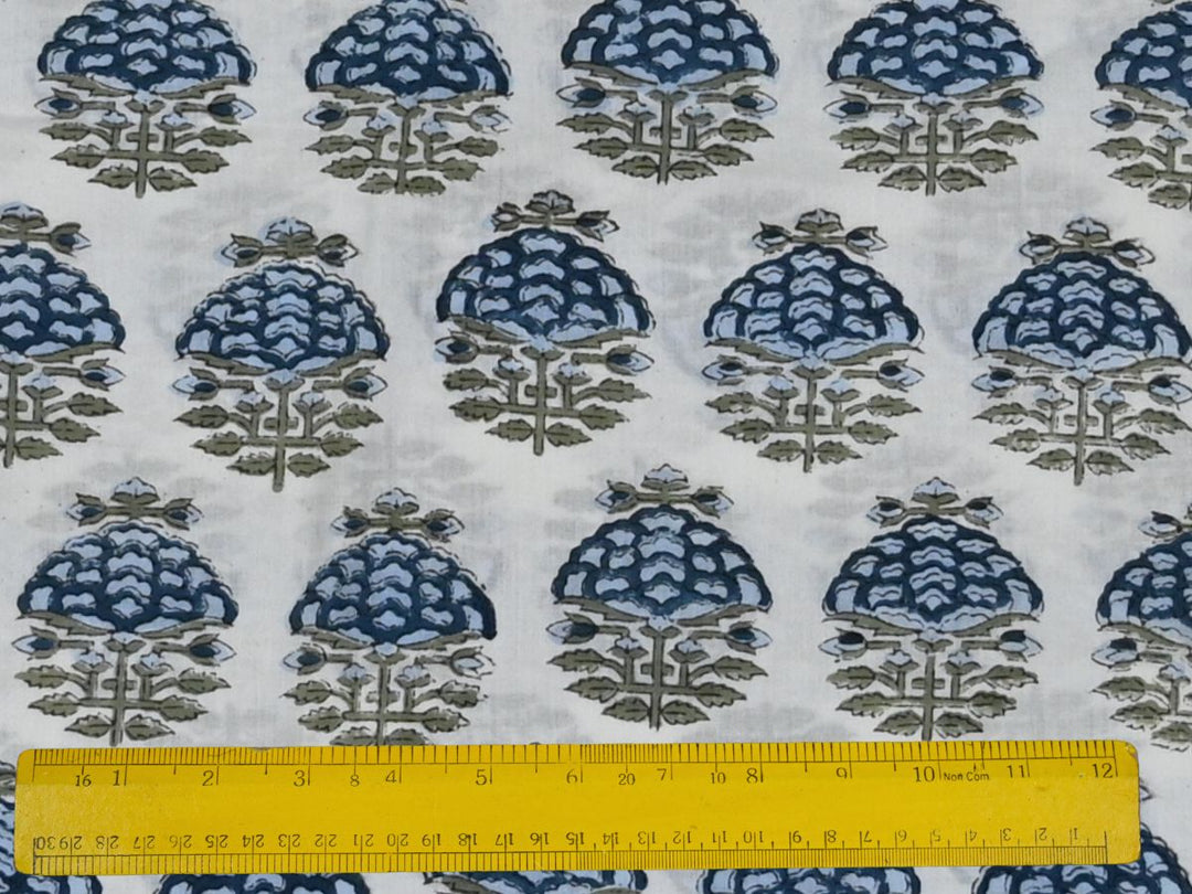 Hand block cotton fabric for DIY sewing projects - Indian cotton textile for home decor interiors