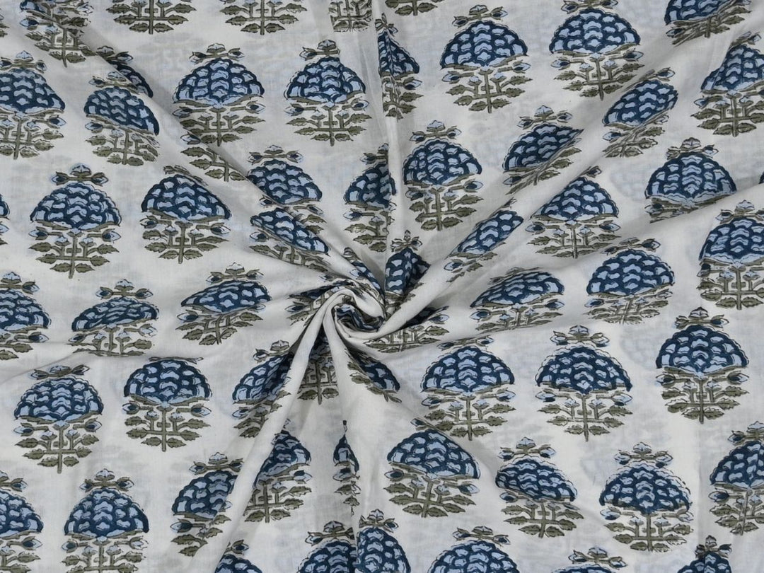 Indian cotton fabric by the yard hand block print textile - Hand block printed Indian cotton fabric for sewing