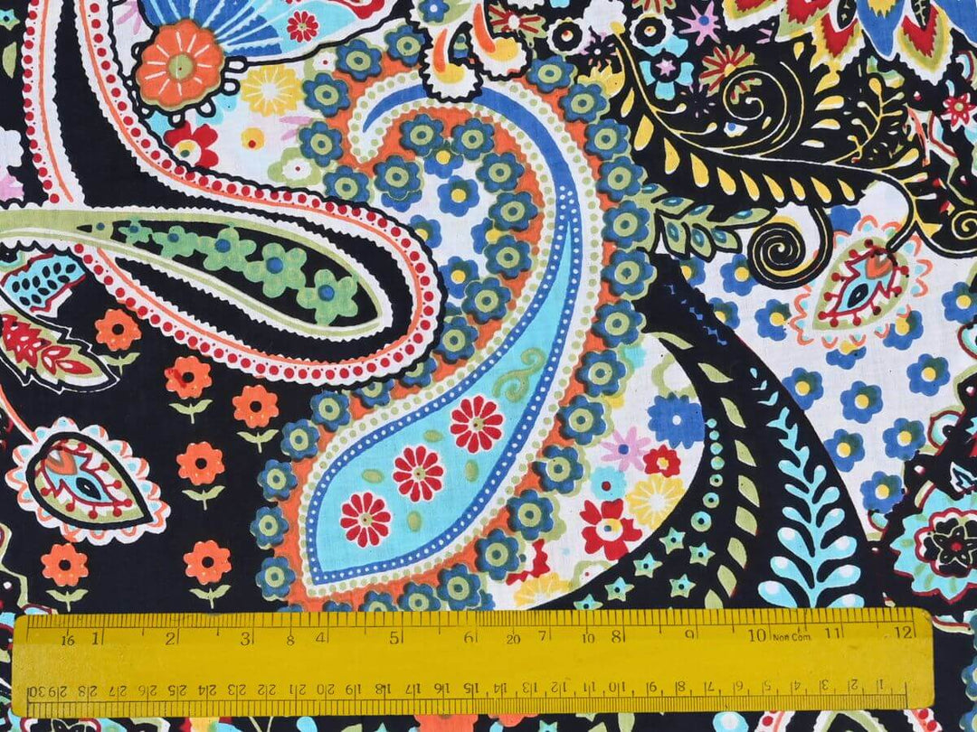 Indian cotton paisley fabric by the yard - Quilting fabric paisley pattern cotton textile
