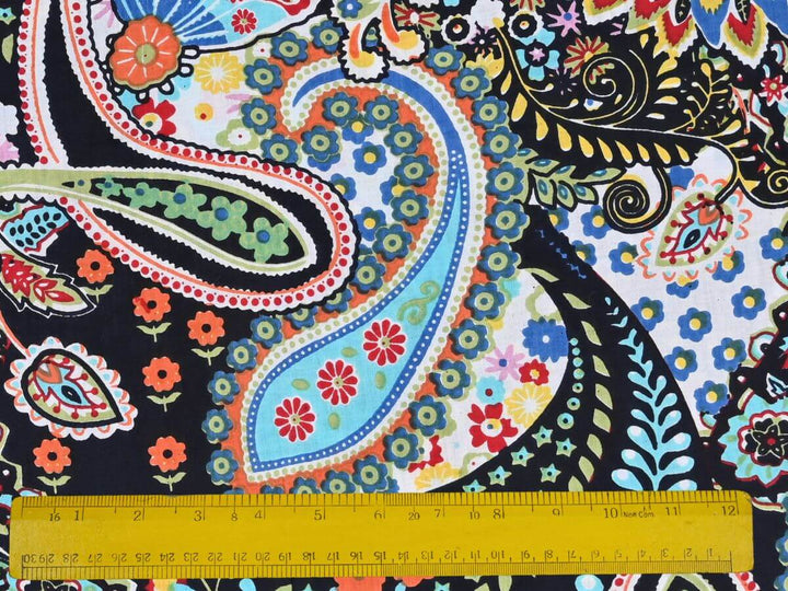 Indian cotton paisley fabric by the yard - Quilting fabric paisley pattern cotton textile