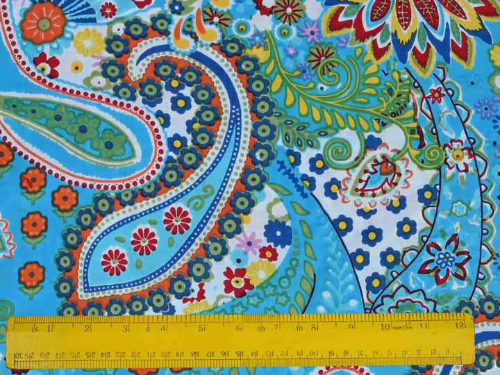 Cotton paisley pattern fabric for dresses - Boho bandana fabric paisley print India
