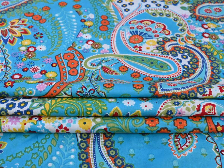 Handmade paisley block print bandana fabric - By the yard fabric shop paisley cotton textile