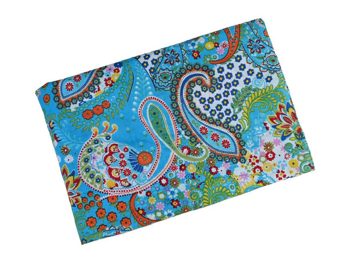 Paisley fabric by the yard for sewing projects - Traditional bandana paisley textile close up