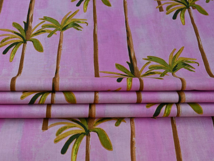 Indian palm leaf cotton fabric close up
Palm print fabric for sewing and DIY projects