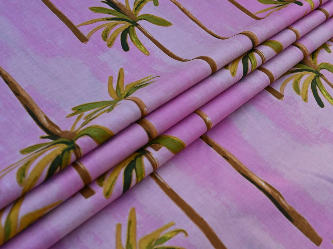 Indian cotton palm leaf fabric for summer clothing - Palm print fabric for quilting and sewing
