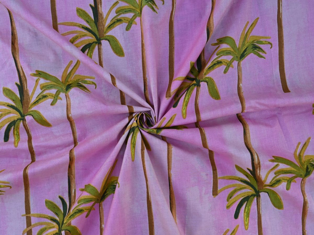 Palm print cotton fabric for women sewing projects