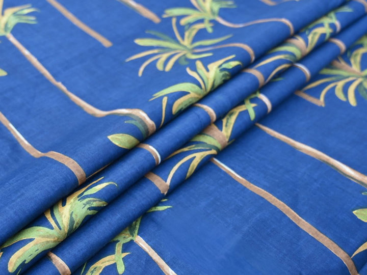Printed cotton palm design fabric by the yard - Summer cotton fabric palm print India