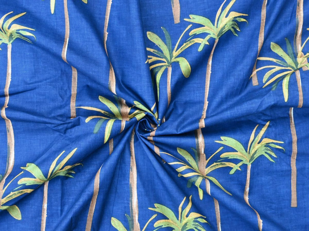 Tropical palm print cotton fabric online store