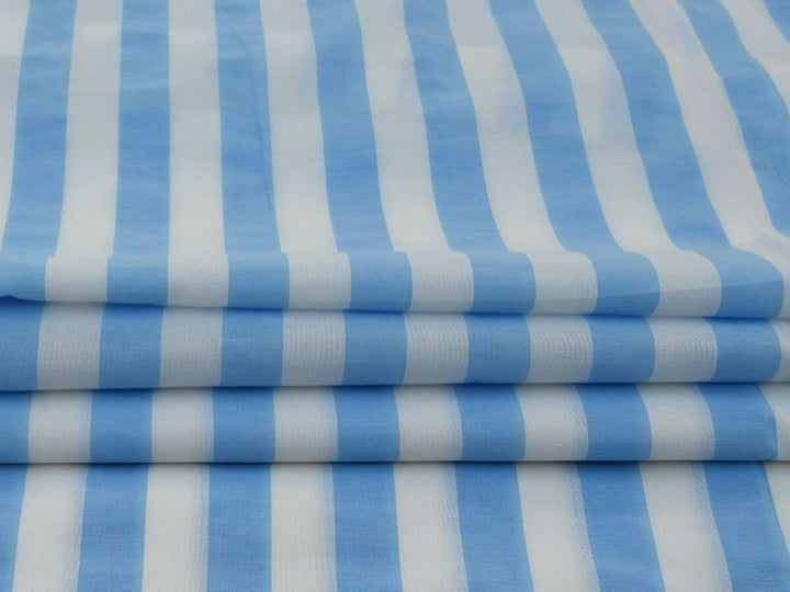 Blue Stripe Fabrics & Textile featuring soft and durable yarn dyed blue stripe fabric by the yard.