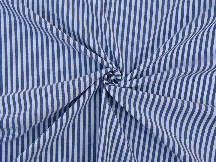 Indian Cotton Stripe Fabric from Online Fabrics by Yard Store, showcasing durable blue and white stripes.