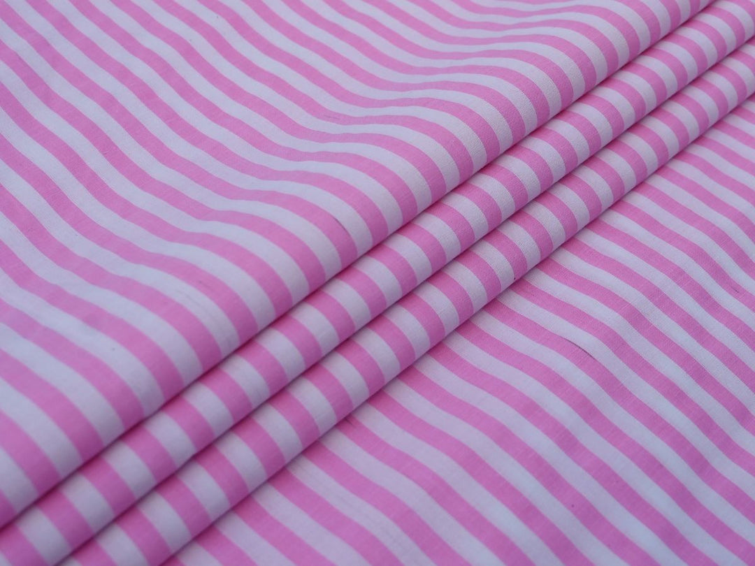 Indian Cotton Pink Stripe Fabric Online | Yarn Dyed Fabric by the Yard Store – Indolibas