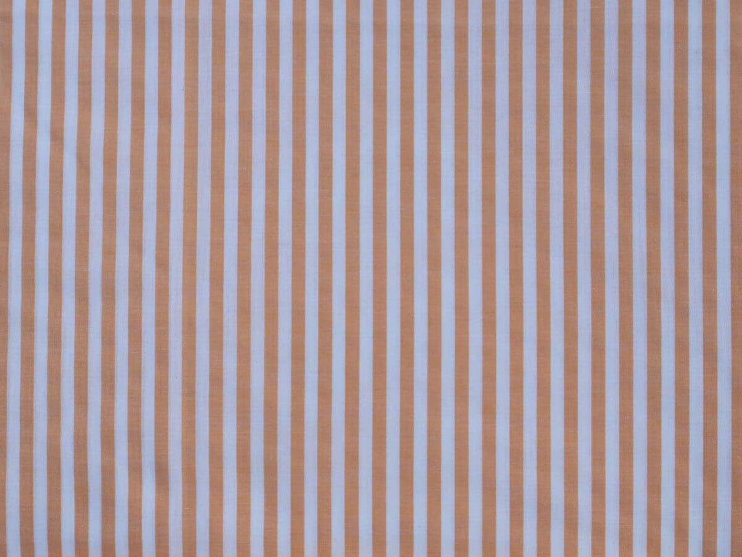 Indian Cotton Stripe Fabric Online featuring soft cotton stripes in brown and blue, ideal for sewing projects.