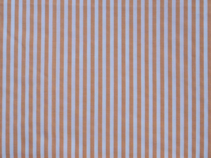 Indian Cotton Stripe Fabric Online featuring soft cotton stripes in brown and blue, ideal for sewing projects.