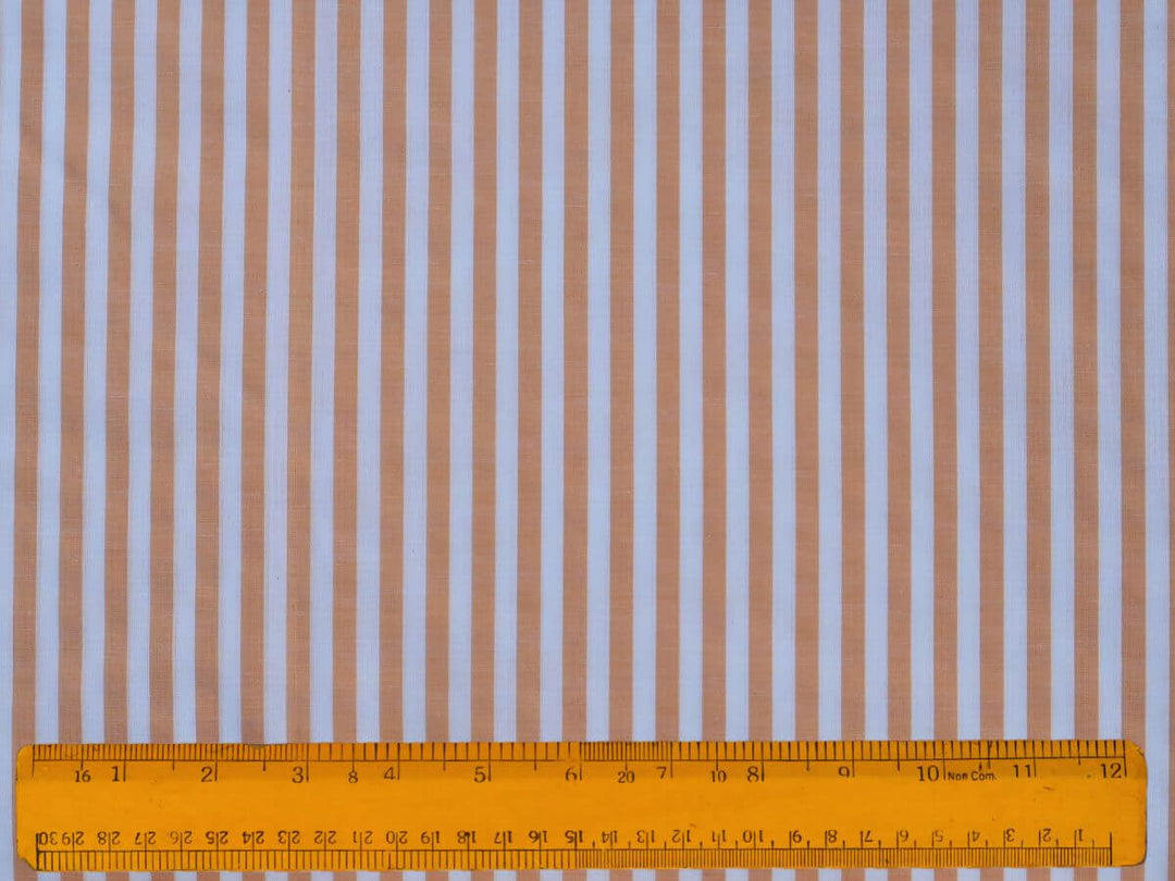 Indian Cotton Stripe Fabric Online in striped pattern with ruler for size reference.