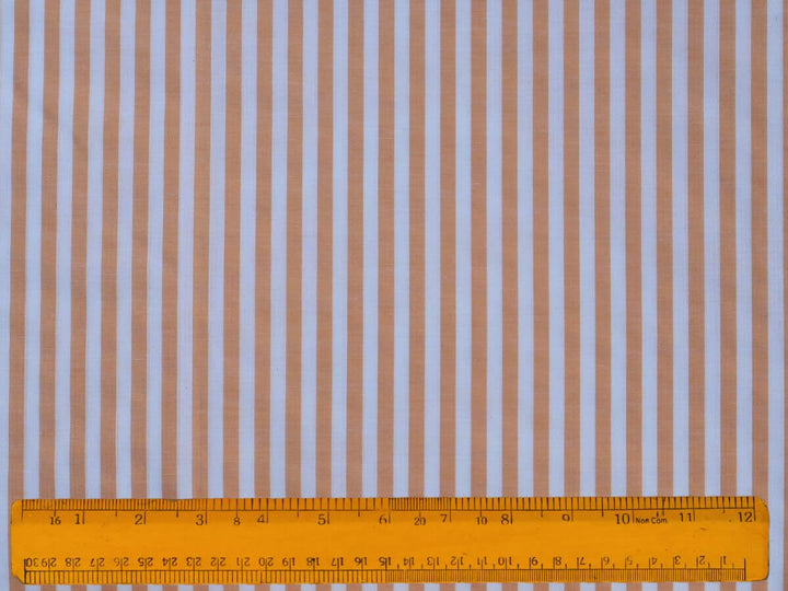 Indian Cotton Stripe Fabric Online in striped pattern with ruler for size reference.