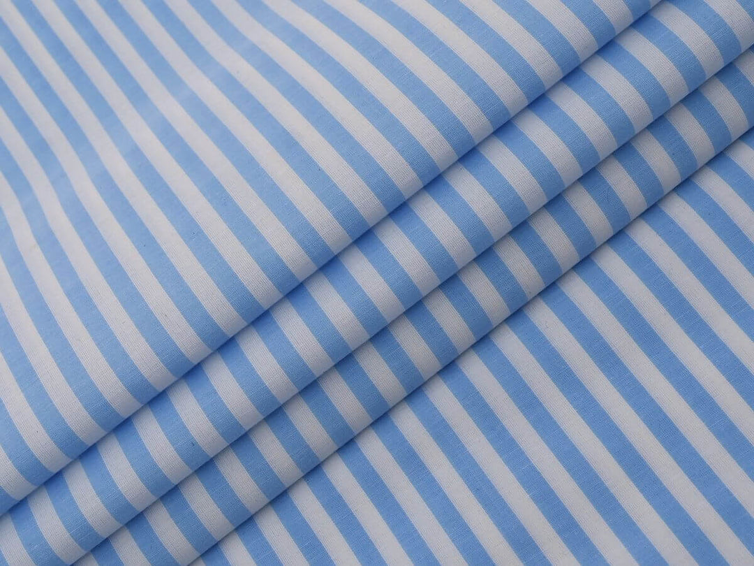 Online Fabrics by Yard Store - Indian Cotton Stripe Fabric in blue and white.