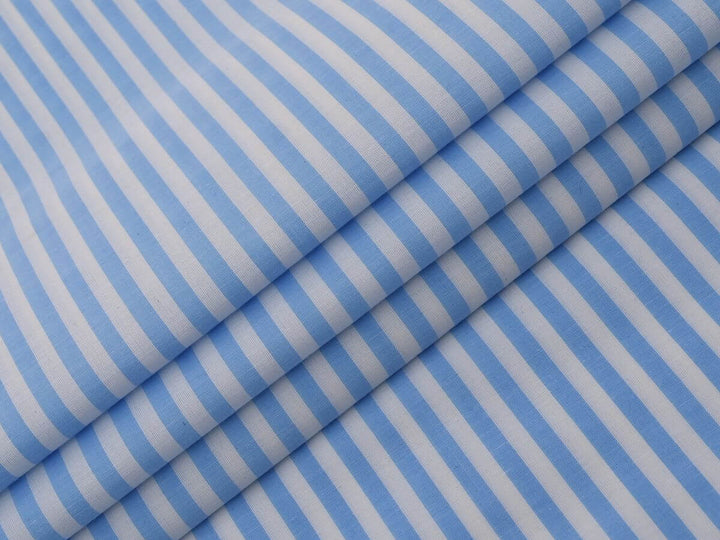 Online Fabrics by Yard Store - Indian Cotton Stripe Fabric in blue and white.