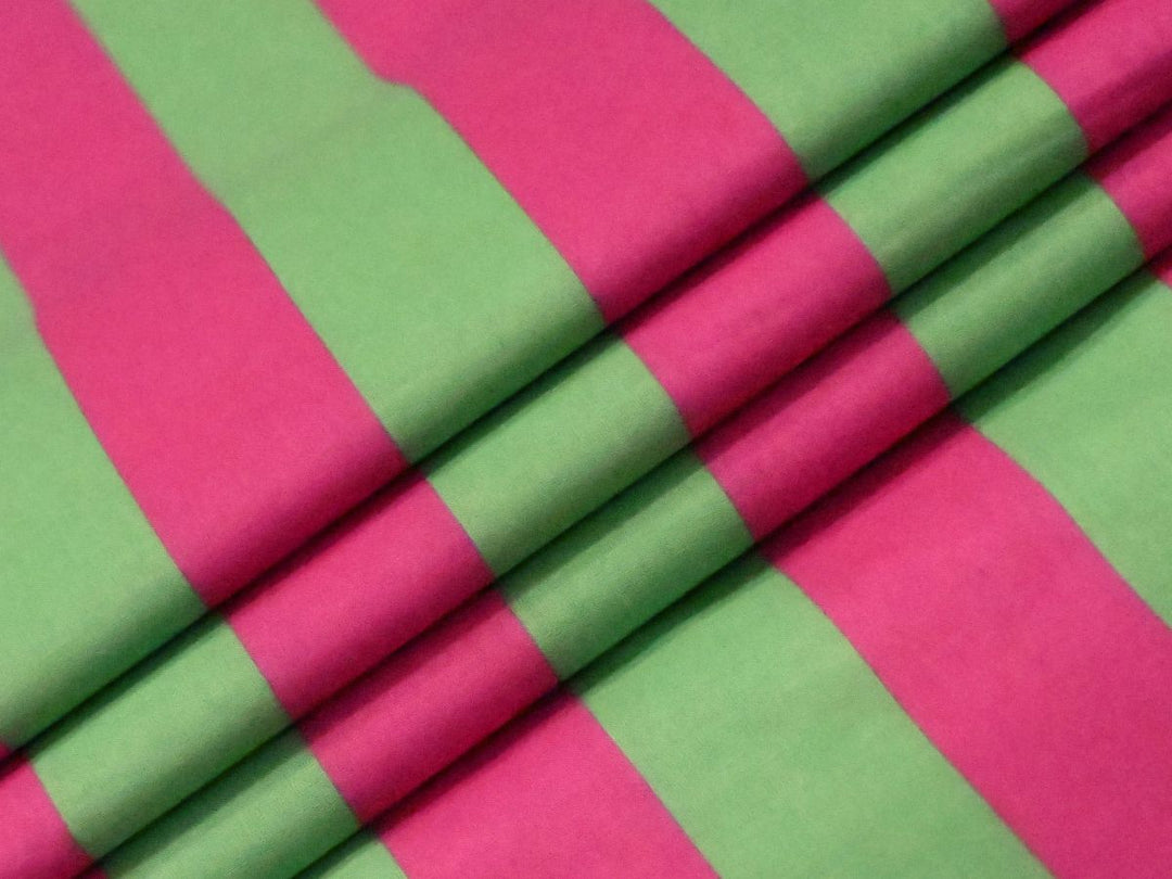 Indolibas green and pink vertical stripe printed fabric displayed flat as the primary product image.