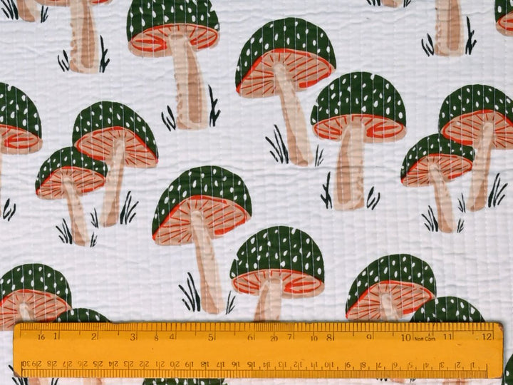 Quilted cotton mushroom fabric for quilting and sewing projects