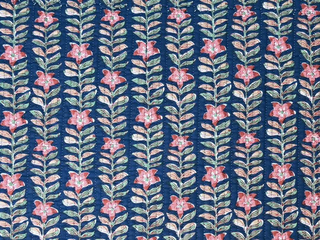 Floral quilted fat quarter fabric with botanical pattern from Indolibas