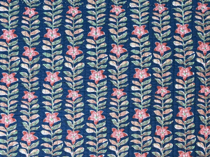 Floral quilted fat quarter fabric with botanical pattern from Indolibas