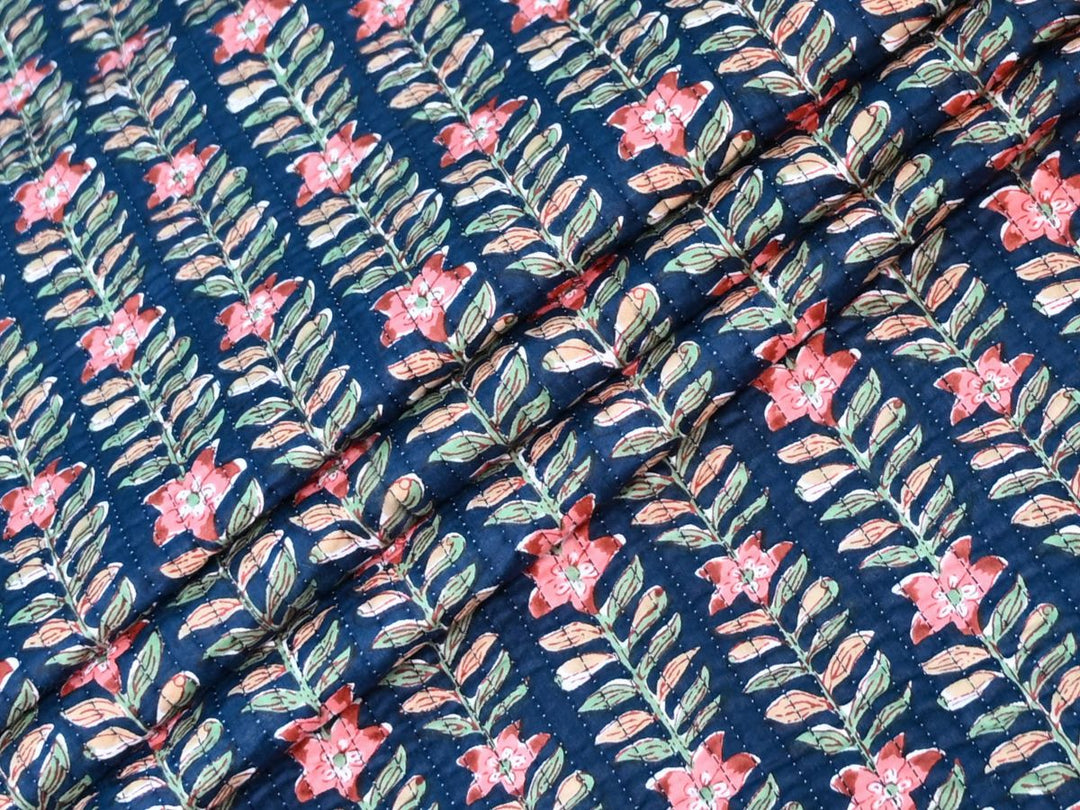 Indolibas quilted fat quarter bundles with navy blue floral cotton fabric