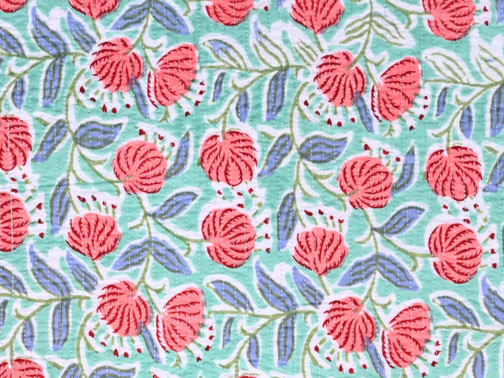 Indian Quilted Fabric Online | Floral Cotton Quilt Fabric | Indolibas