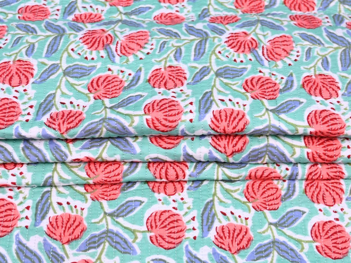 Indian floral quilted fabric online from Indolibas