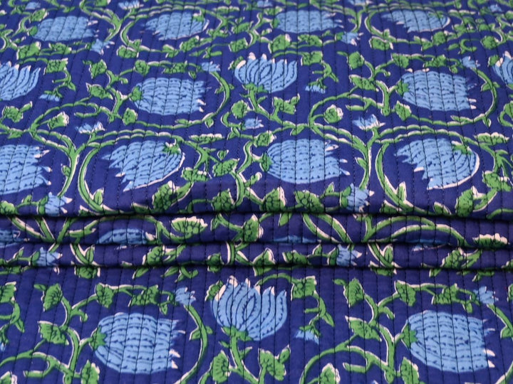 Green blue floral quilting fabric for quilts patchwork and sewing projects