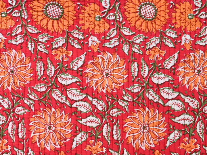 Woodblock-inspired floral quilting fabric for quilts patchwork and sewing