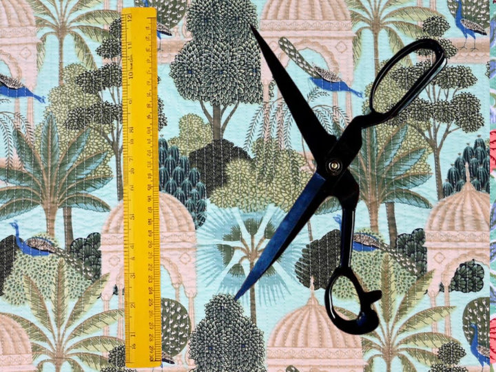 Tropical print quilted upholstery fabric for cushions and home décor