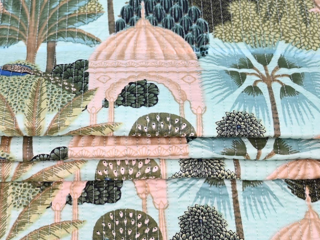 Quilted Upholstery Fabric | Tropical Print Cotton Fabric | Indolibas