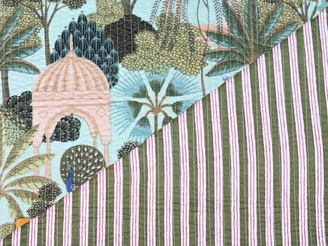 Quilted Upholstery Fabric | Tropical Print Cotton Fabric | Indolibas