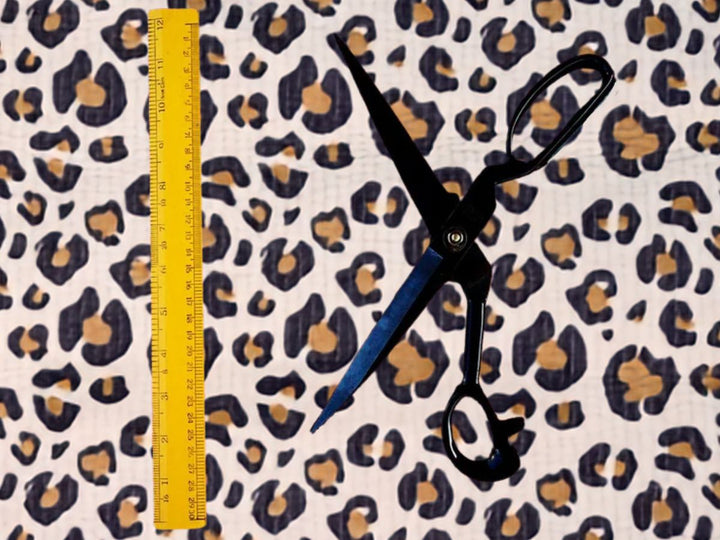 Navy and tan leopard quilted fabric by the yard for quilts and décor