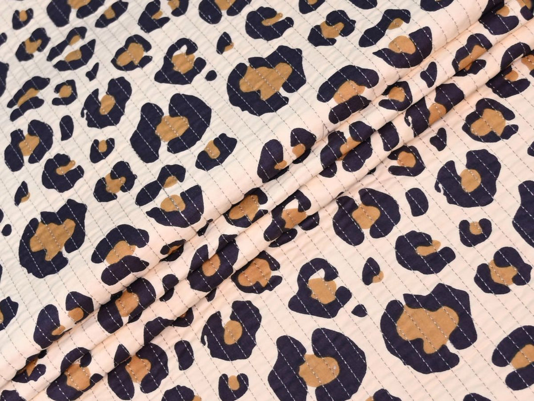 Quilted Cotton Fabric by the Yard | Leopard Print for Upholstery & Quilts | Indolibas
