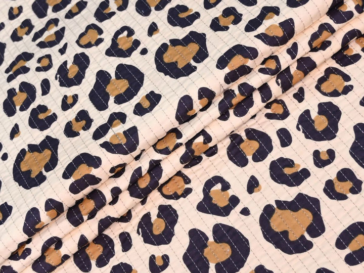 Quilted Cotton Fabric by the Yard | Leopard Print for Upholstery & Quilts | Indolibas