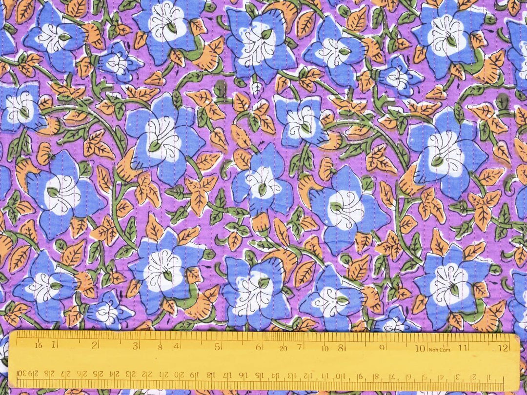 Blue and purple floral quilting fabric for quilts, patchwork, and sewing
