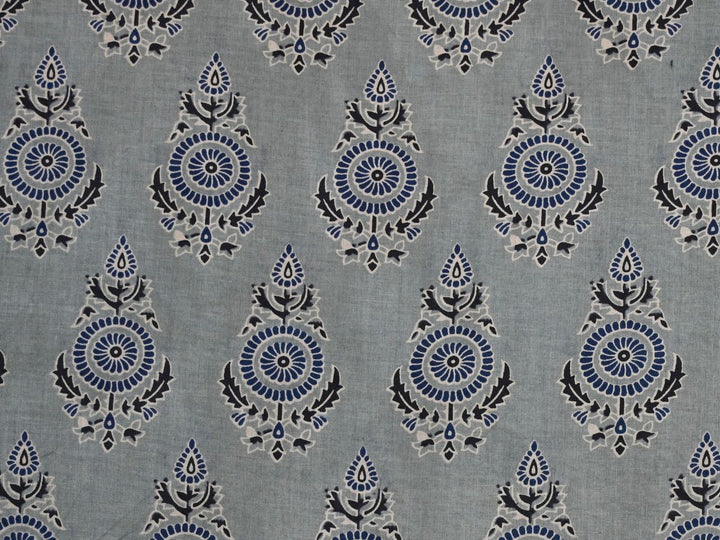Indian block print fabric online with repeating floral sprig pattern