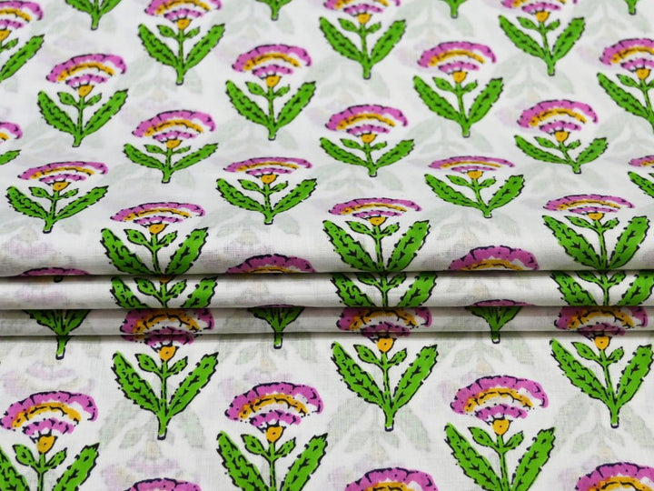Lightweight Indian cotton fabric by the yard for dressmaking and quilting