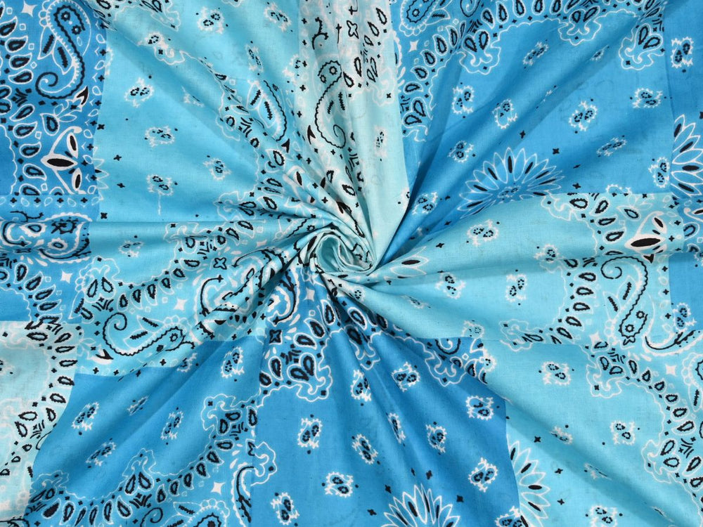 Blue Bandana Print Fabric by the Yard | Patchwork Cotton Print | Indolibas